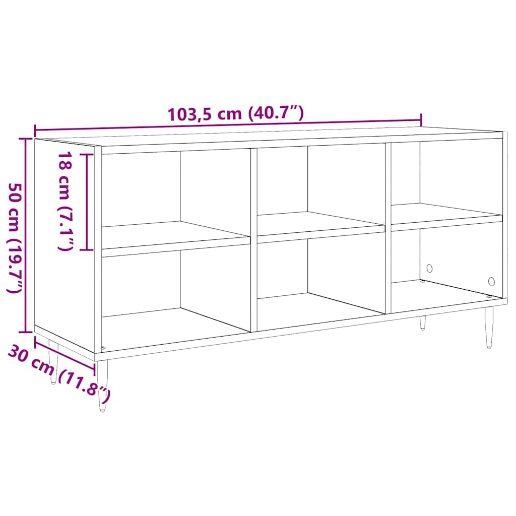 Televizní Skříň 103,5 X 30 X 50 Cm Staré Dřevo Kompozitní Dřevo