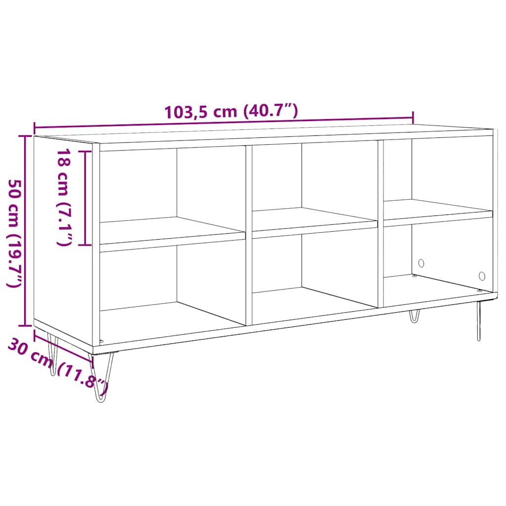 Televizní Skříň 103,5 X 30 X 50 Cm Staré Dřevo Kompozitní Dřevo