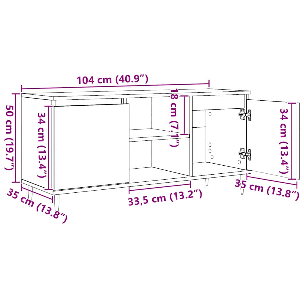 Televizní Skříň 104 X 35 X 50 Cm Staré Dřevo Kompozitní Dřevo