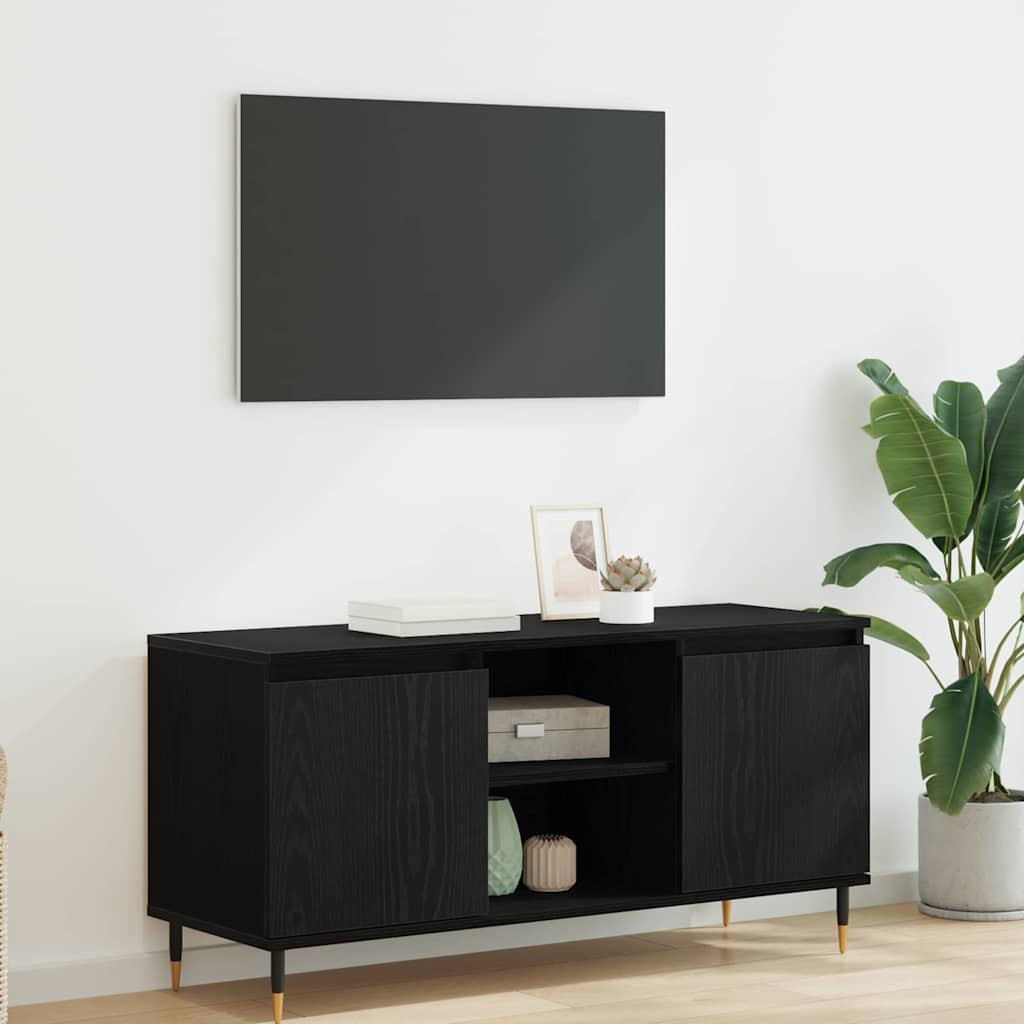 Televizní Skříň 104 X 35 X 50 Cm Černý Dub Kompozitní Dřevo