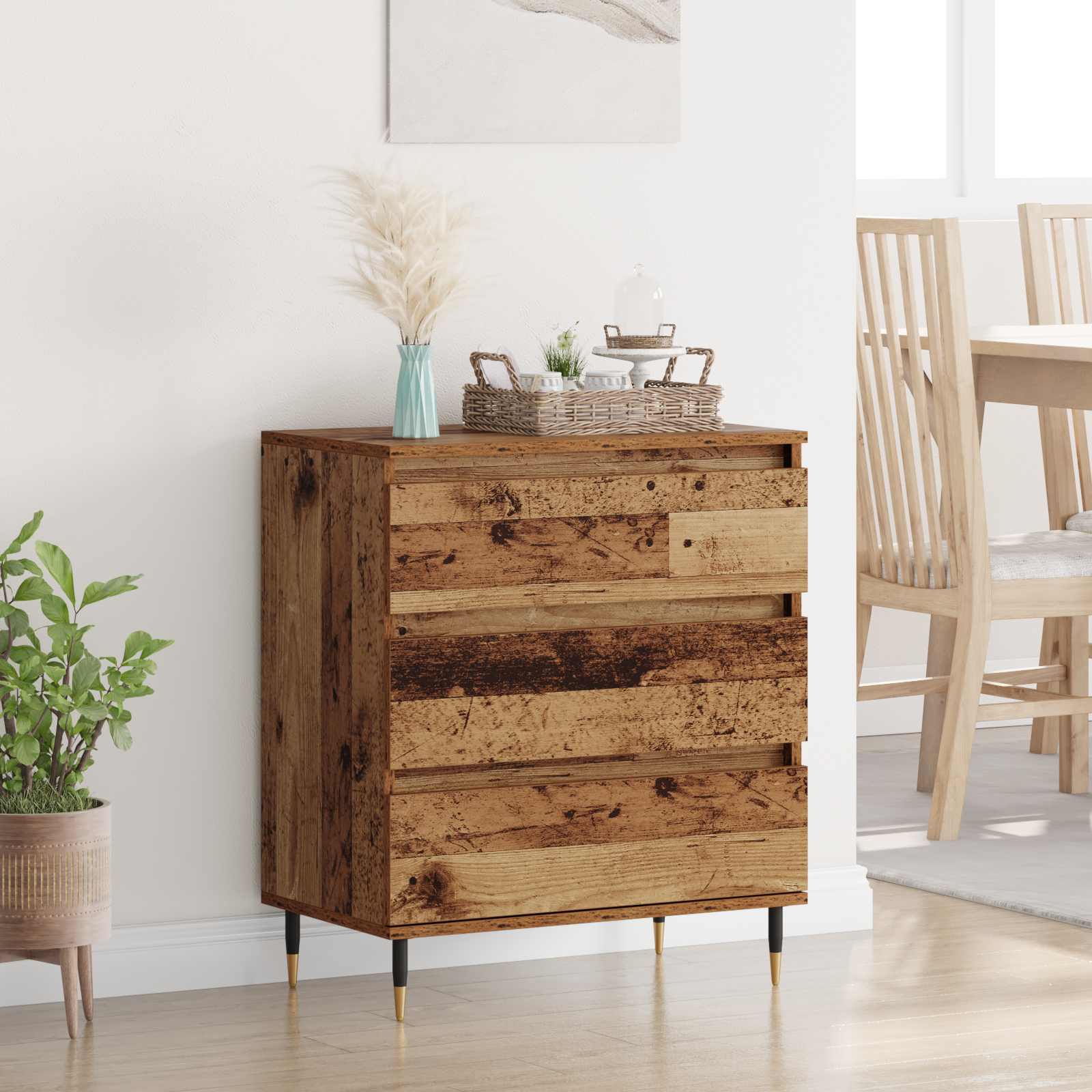 Servírovací Skříň Staré Dřevo 60 X 35 X 70 Cm Kompozitní Dřevo