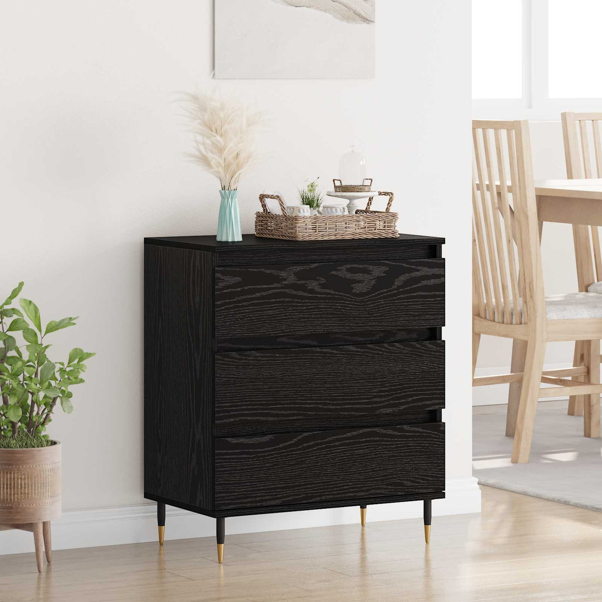 Servírovací Skříň Černý Dub 60 X 35 X 70 Cm Kompozitní Dřevo