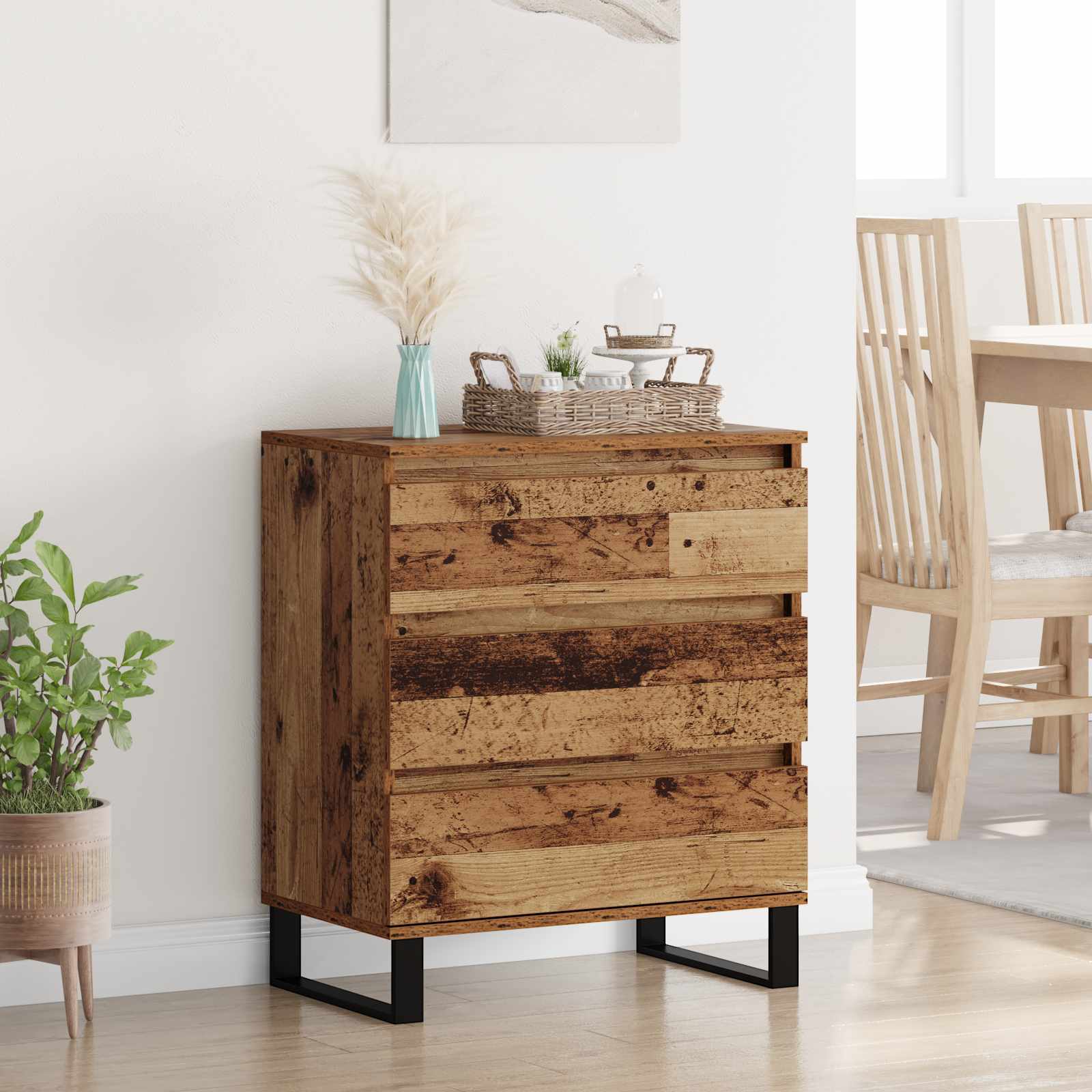 Servírovací Skříň Staré Dřevo 60 X 35 X 70 Cm Kompozitní Dřevo