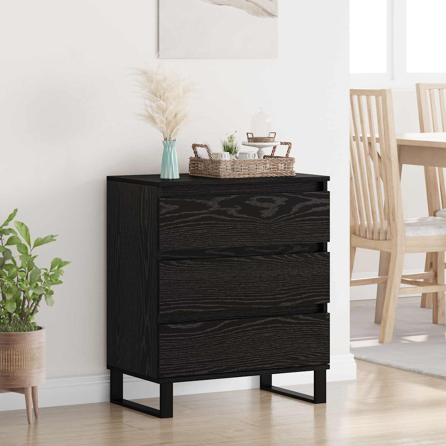 Servírovací Skříň Černý Dub 60 X 35 X 70 Cm Kompozitní Dřevo