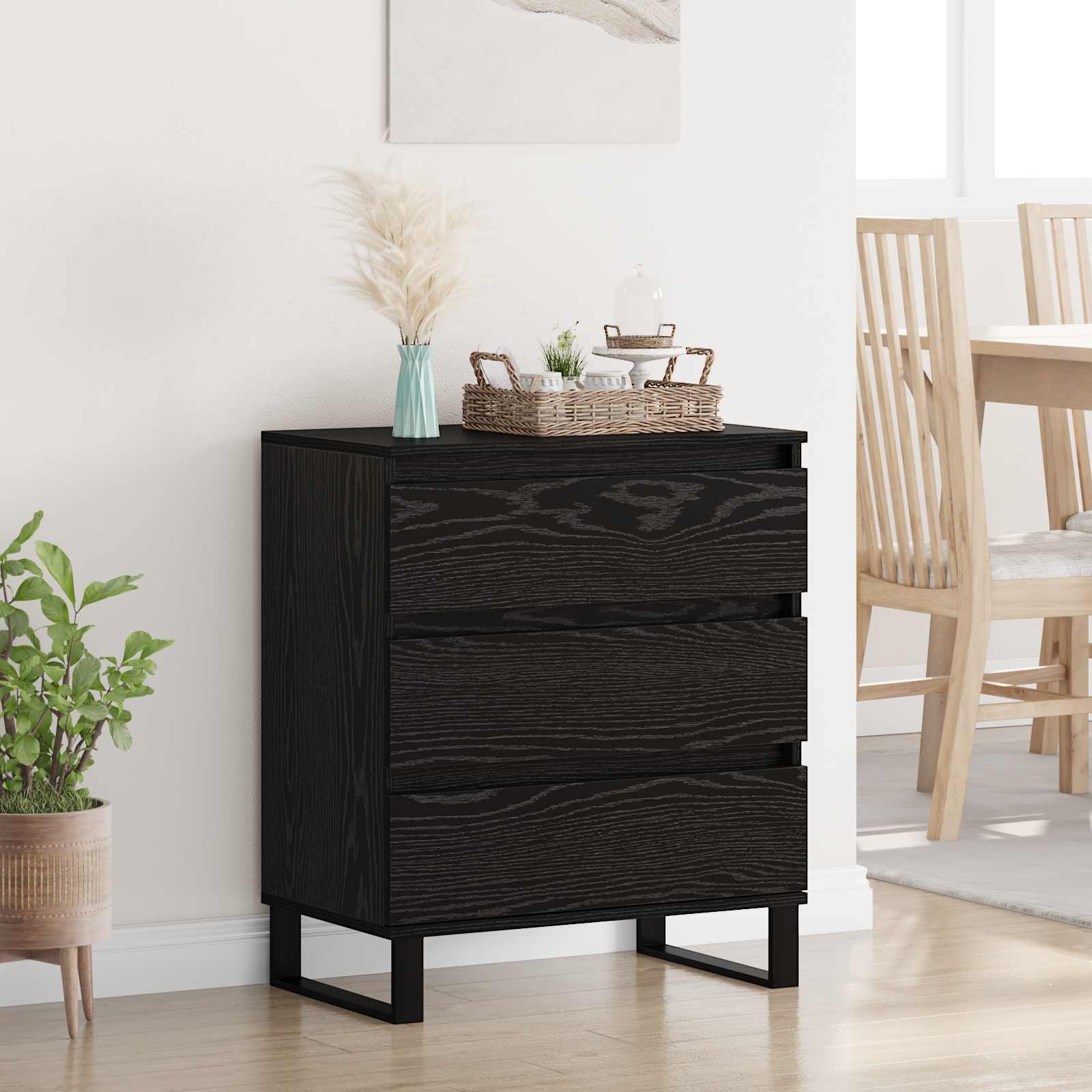 Servírovací Skříň Černý Dub 60 X 35 X 70 Cm Kompozitní Dřevo