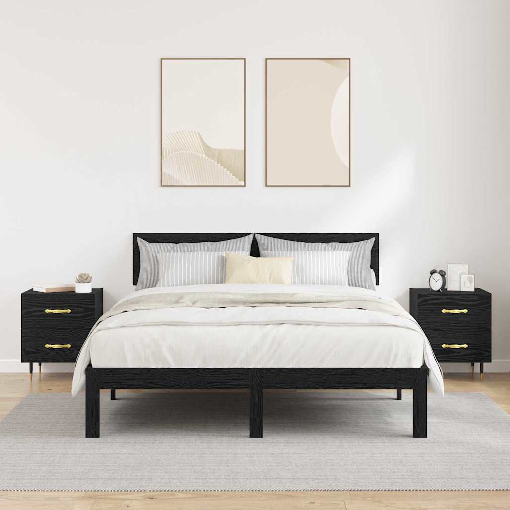 Noční Skříňka 2 Ks Černý Dub 40 X 35 X 47,5 Cm Kompozitní Dřevo