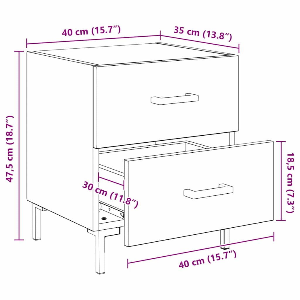 Noční Skříňka Staré Dřevo 40 X 35 X 47,5 Cm Kompozitní Dřevo