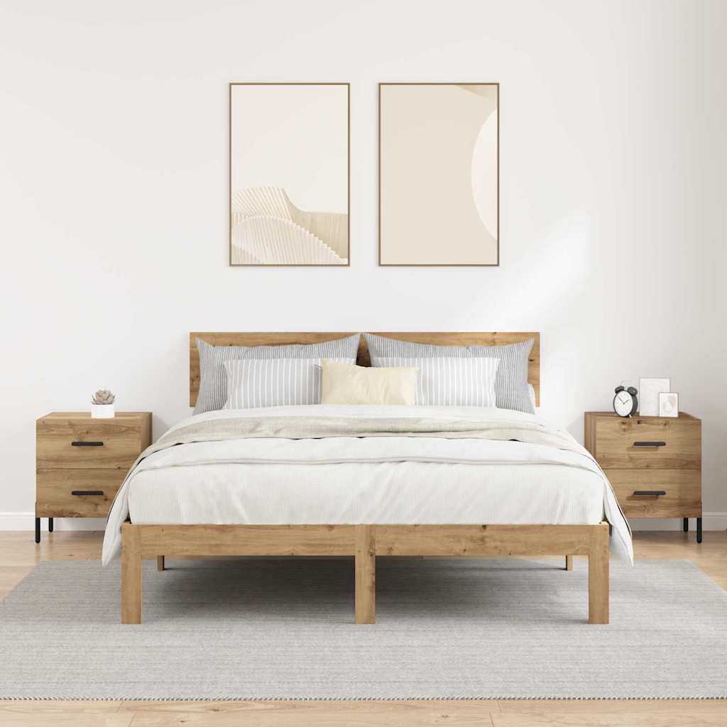 Noční Skříňka 2 Ks Artisanový Dub 40 X 35 X 47,5 Cm