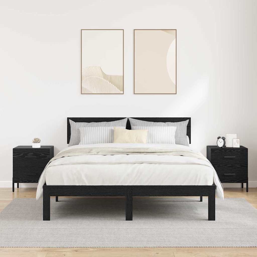 Noční Skříňka 2 Ks Černý Dub 40 X 35 X 47,5 Cm Kompozitní Dřevo