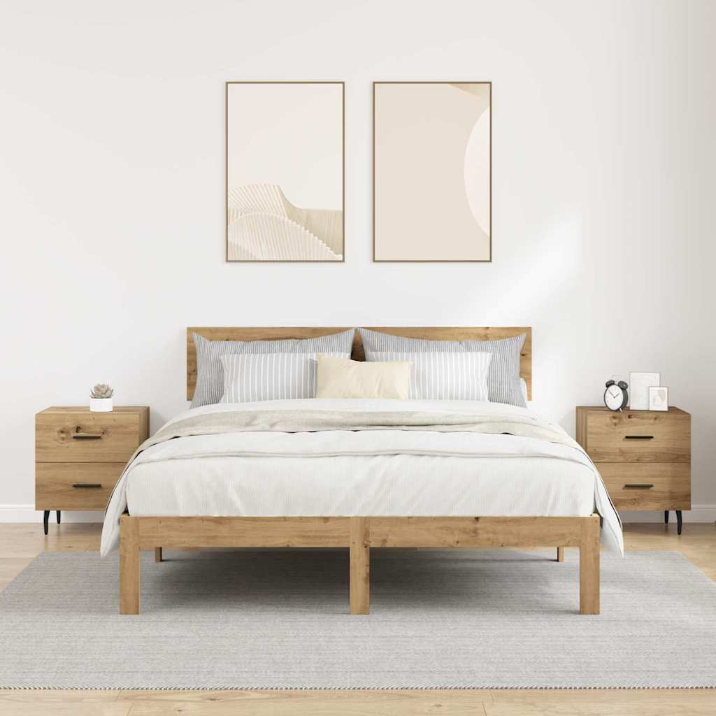 Noční Skříňka 2 Ks Artisanový Dub 40 X 35 X 47,5 Cm