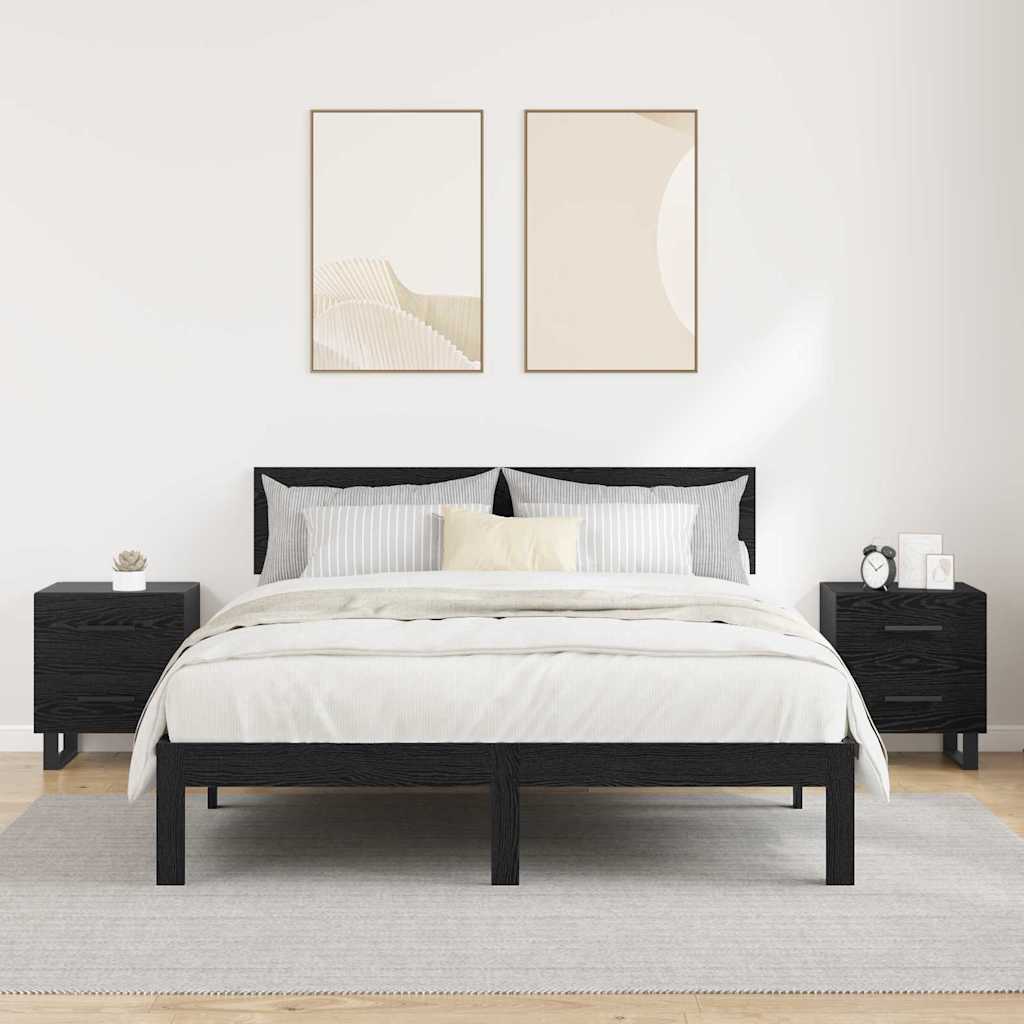 Noční Skříňka 2 Ks Černý Dub 40 X 35 X 47,5 Cm Kompozitní Dřevo