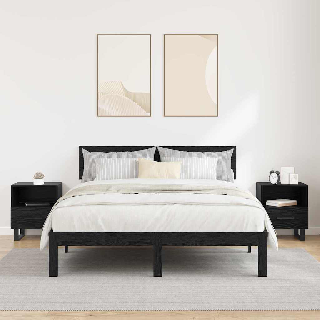 Noční Skříňka 2 Ks Černý Dub 40 X 35 X 47,5 Cm Kompozitní Dřevo