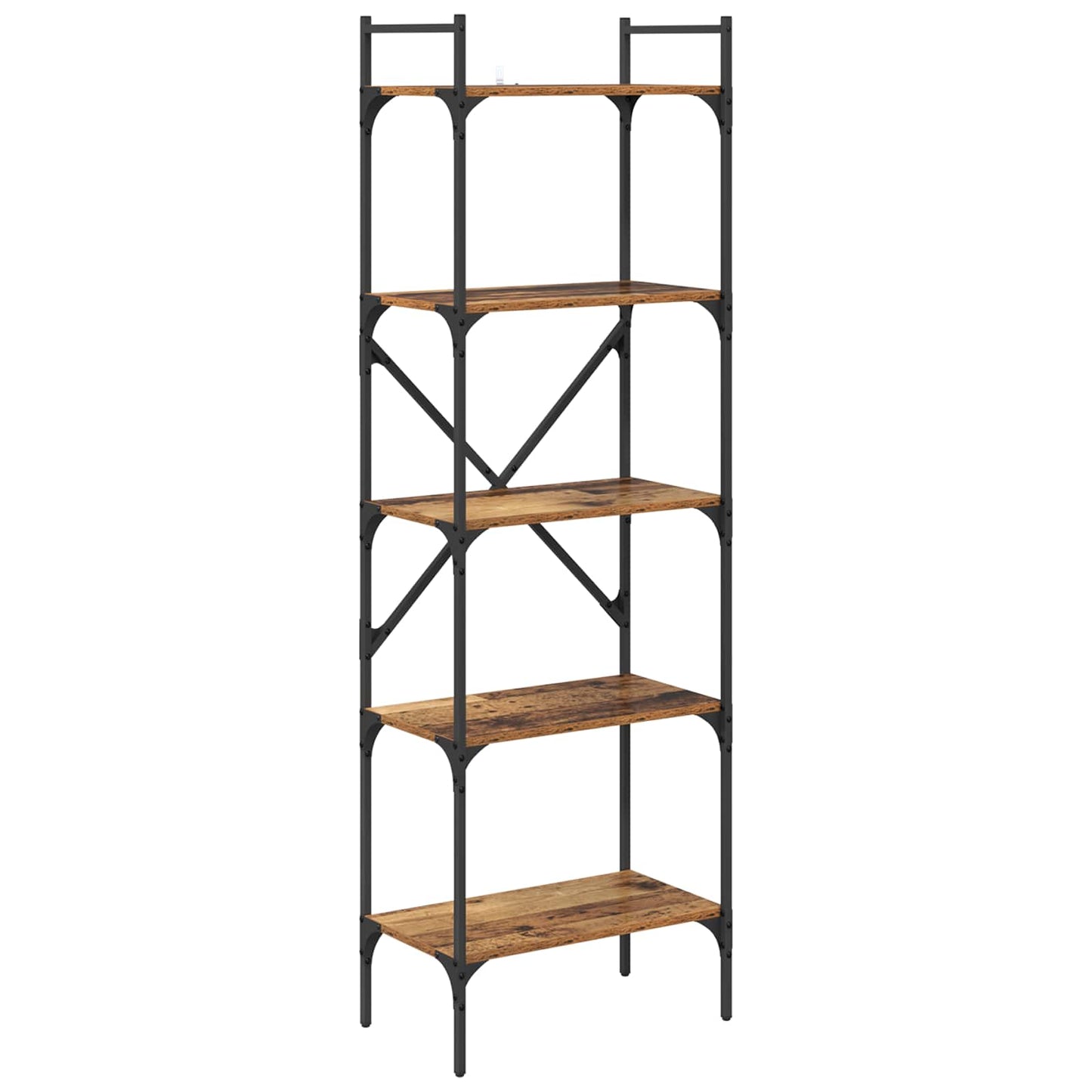Knihovna 5 Úrovní 56 X 32 X 174 Cm Kompozitní Dřevo Staré Dřevo
