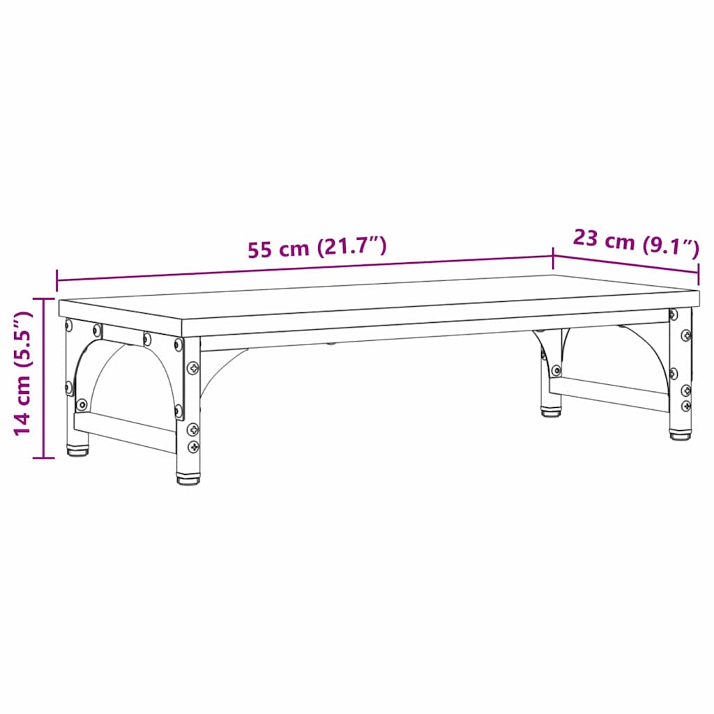 Stojan Na Monitor Staré Dřevo 55 X 23 X 14 Cm Kompozitní Dřevo