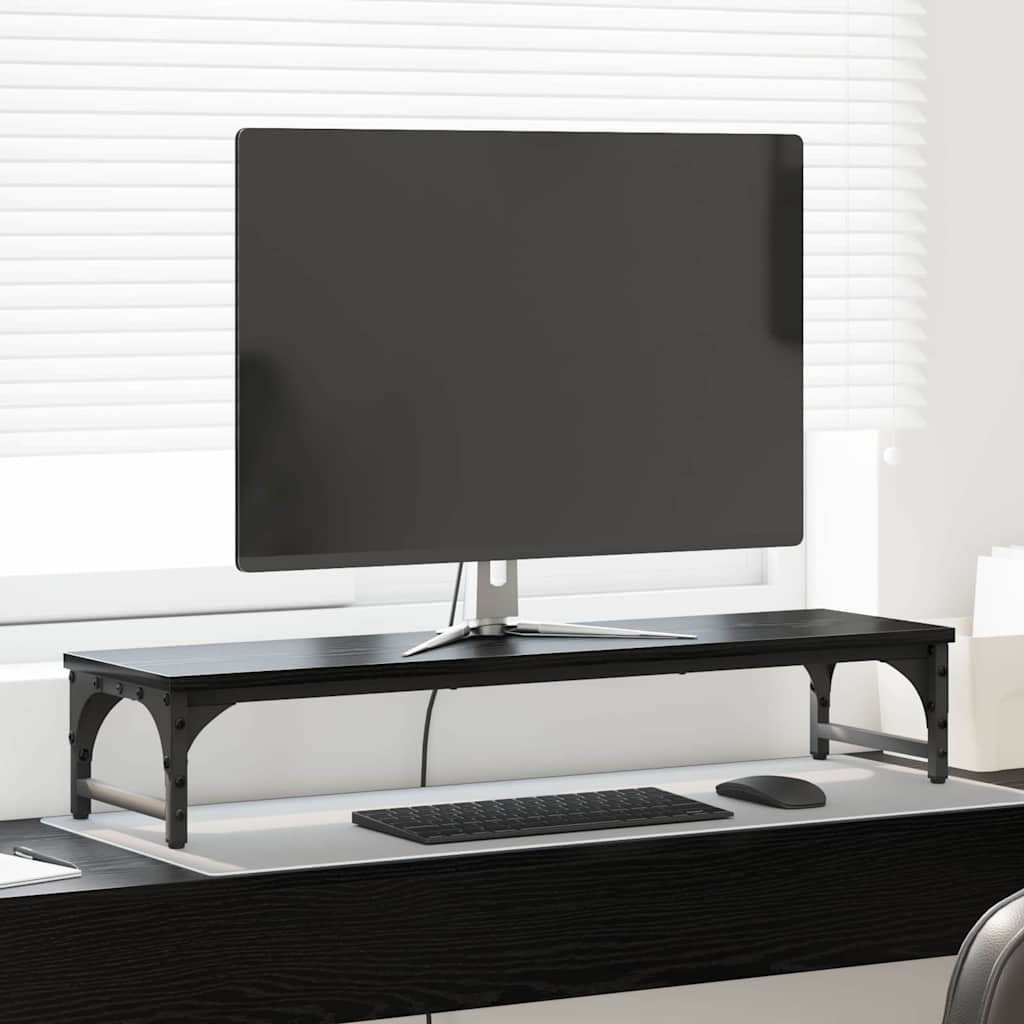 Stojan Na Monitor Černý Dub 85 X 23 X 15,5 Cm Kompozitní Dřevo