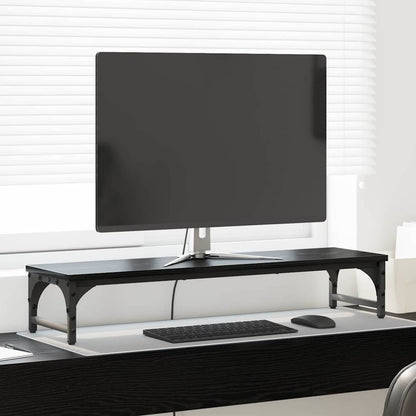 Stojan Na Monitor Černý Dub 85 X 23 X 15,5 Cm Kompozitní Dřevo
