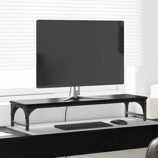 Stojan Na Monitor Černý Dub 85 X 23 X 15,5 Cm Kompozitní Dřevo