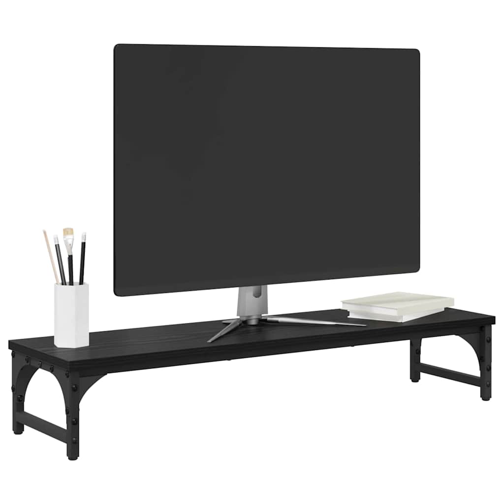 Stojan Na Monitor Černý Dub 85 X 23 X 15,5 Cm Kompozitní Dřevo