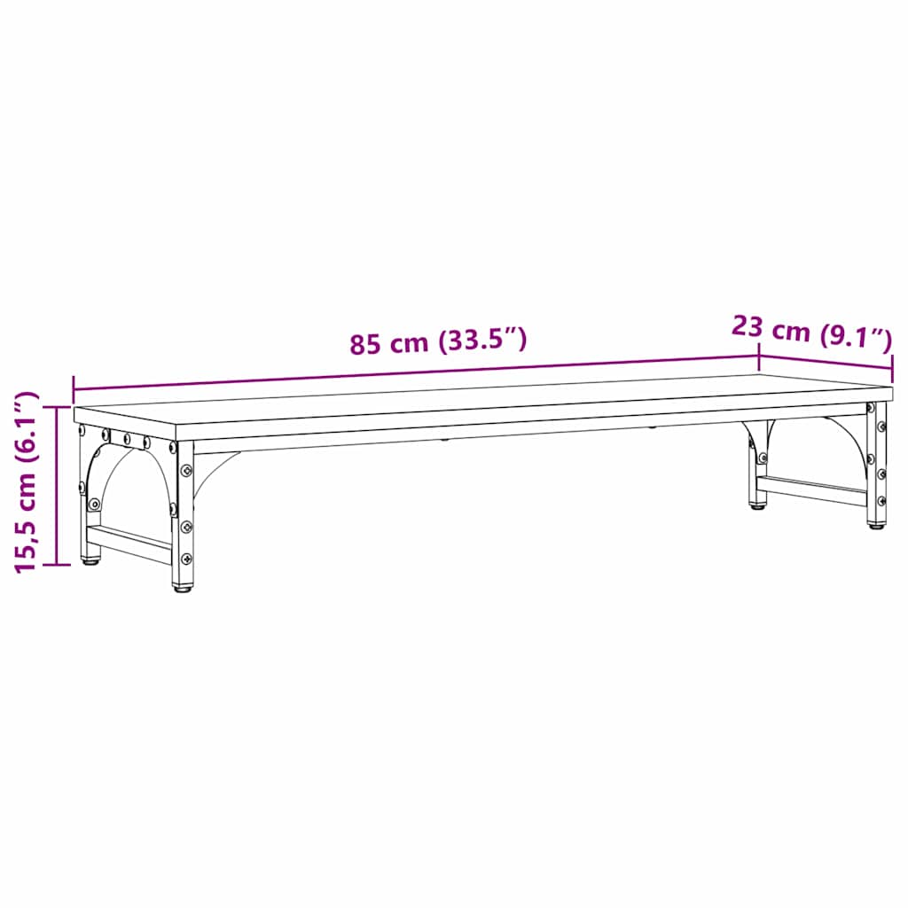 Stojan Na Monitor Černý Dub 85 X 23 X 15,5 Cm Kompozitní Dřevo