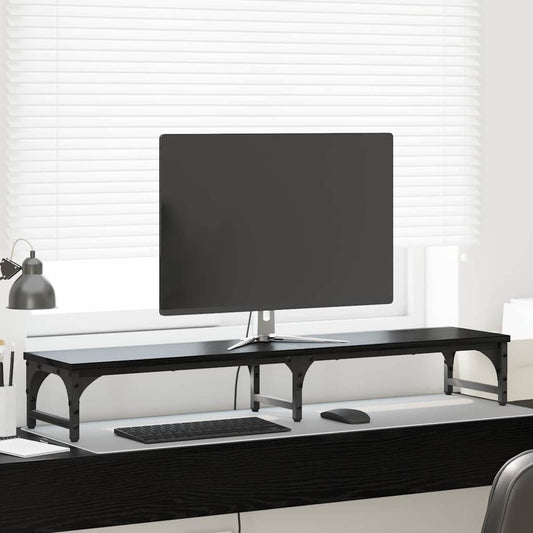 Stojan Na Monitor Černý Dub 105 X 23 X 15,5 Cm Kompozitní Dřevo