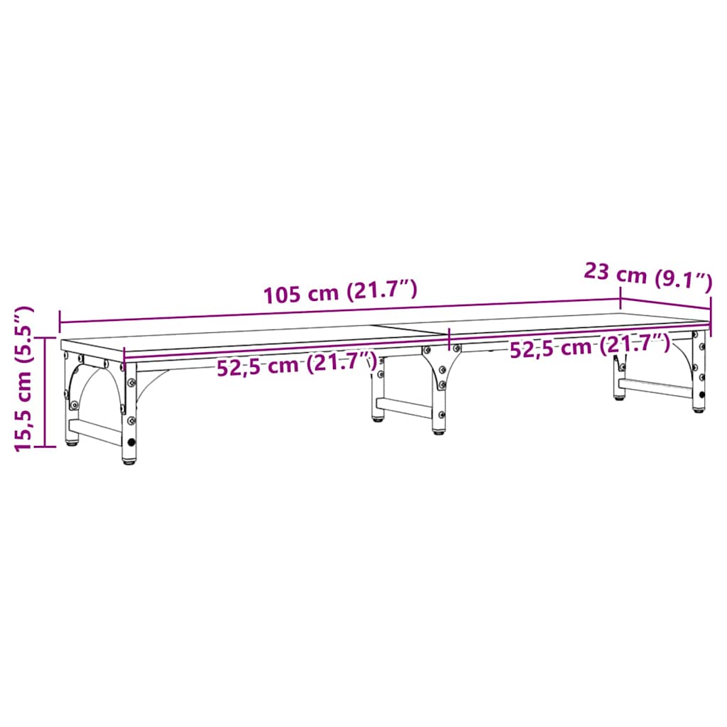 Stojan Na Monitor Černý Dub 105 X 23 X 15,5 Cm Kompozitní Dřevo