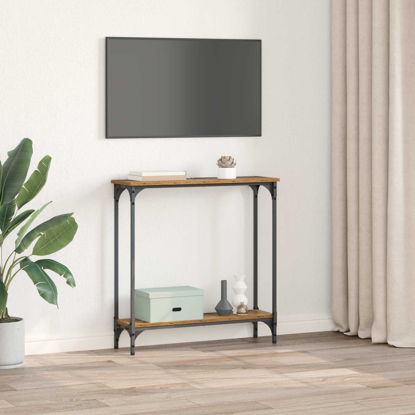 Konzolový Stolek Staré Dřevo 75 X 22,5 X 75 Cm Kompozitní Dřevo
