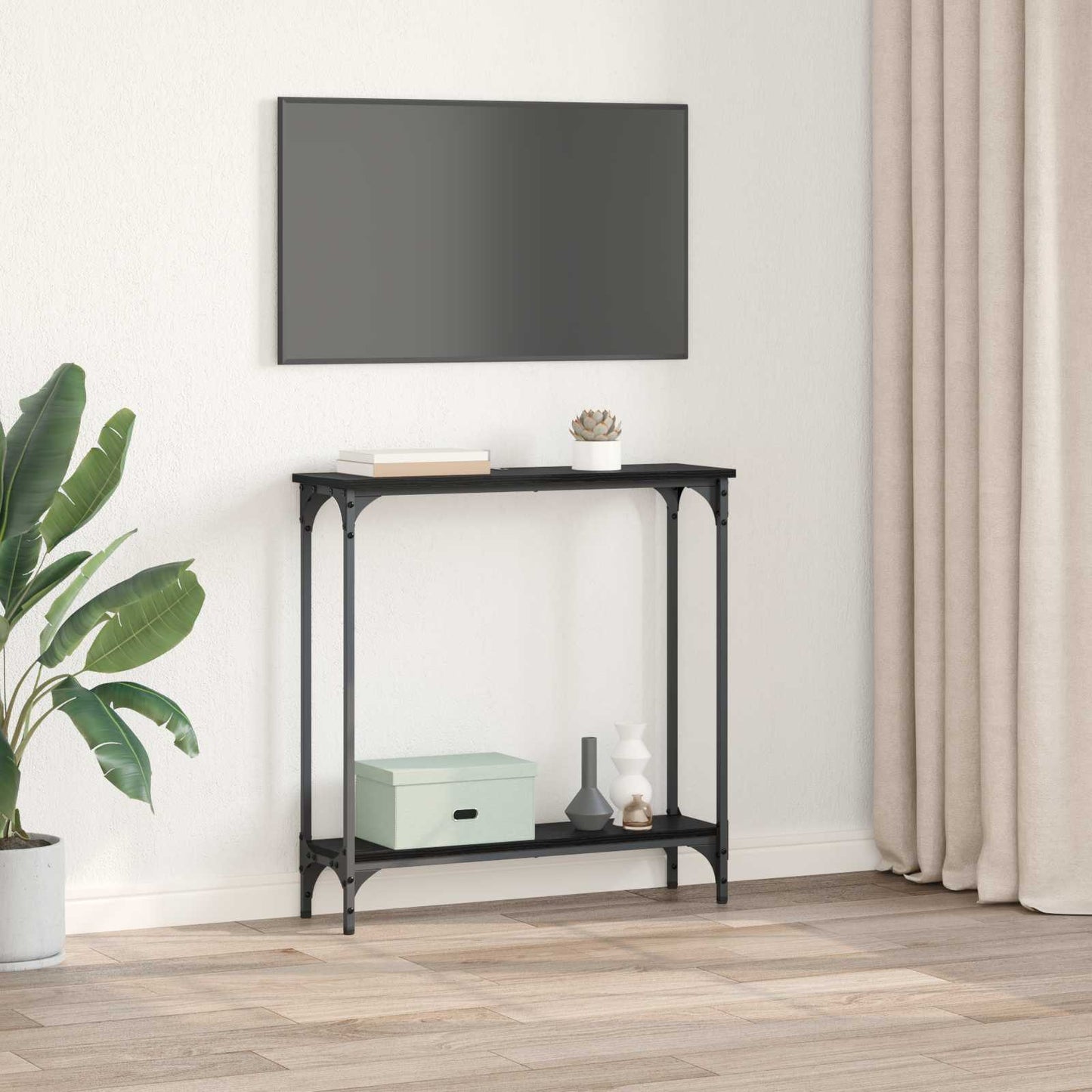Konzolový Stolek Černý Dub 75 X 22,5 X 75 Cm Kompozitní Dřevo