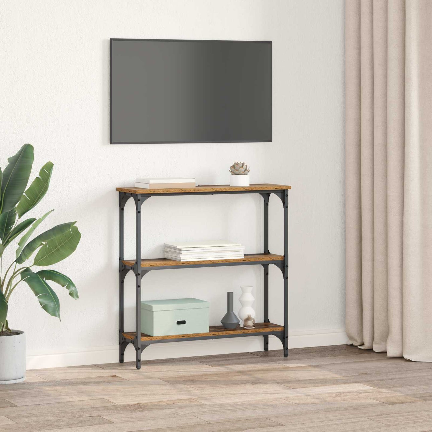 Konzolový Stolek Staré Dřevo 75 X 22,5 X 75 Cm Kompozitní Dřevo