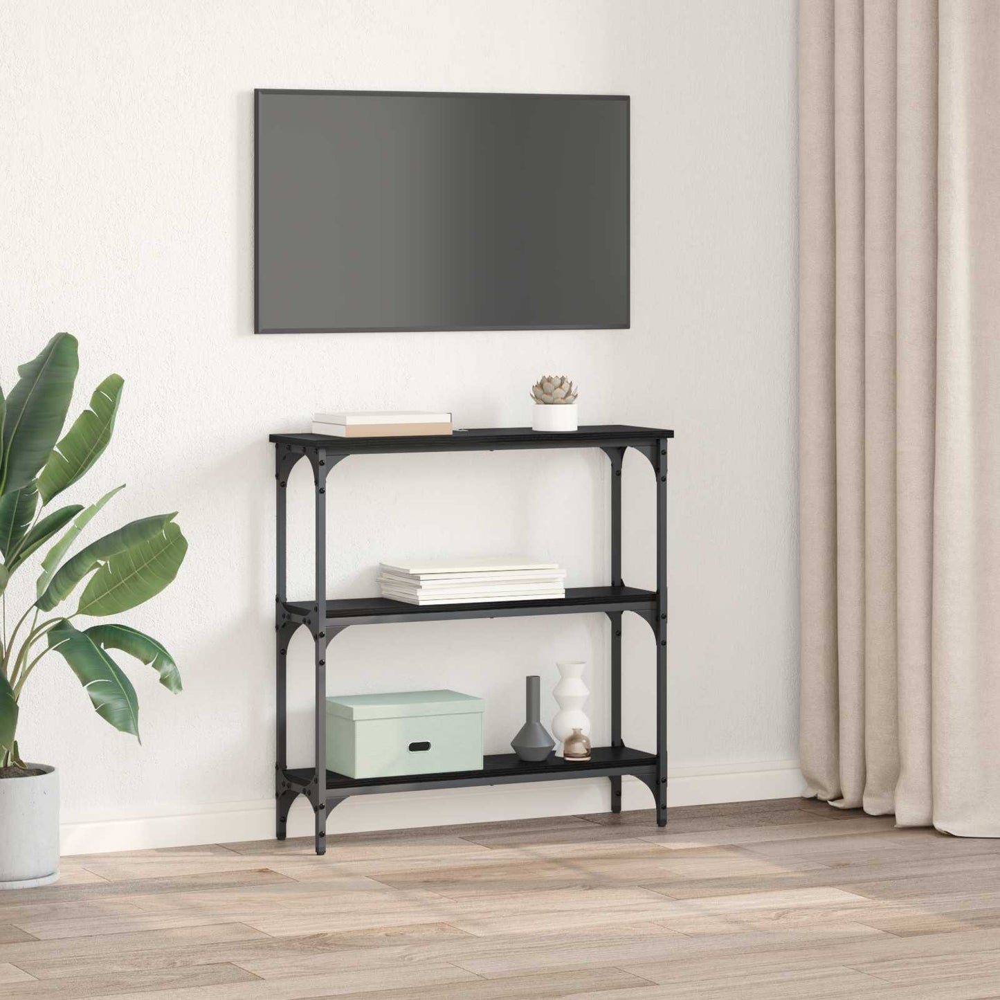 Konzolový Stolek Černý Dub 75 X 22,5 X 75 Cm Kompozitní Dřevo