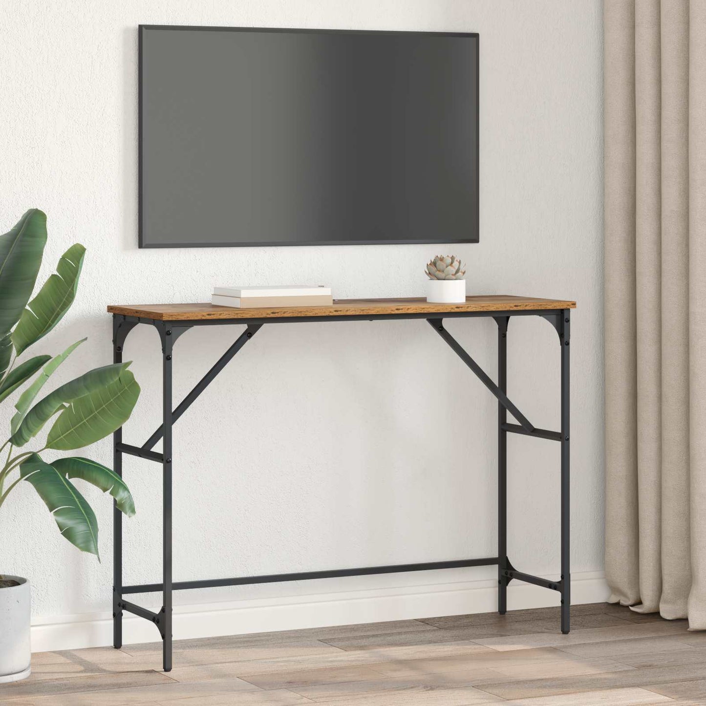 Konzolový Stolek Staré Dřevo 100 X 32 X 75 Cm Kompozitní Dřevo