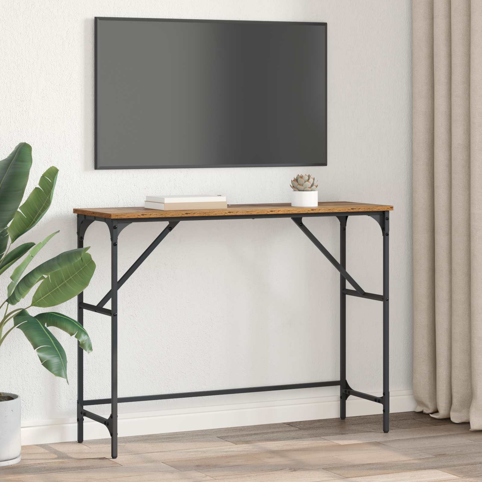 Konzolový Stolek Staré Dřevo 100 X 32 X 75 Cm Kompozitní Dřevo