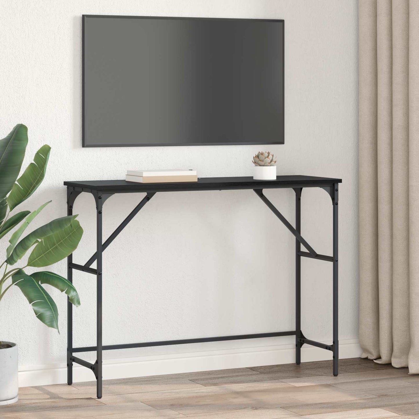Konzolový Stolek Černý Dub 100 X 32 X 75 Cm Kompozitní Dřevo