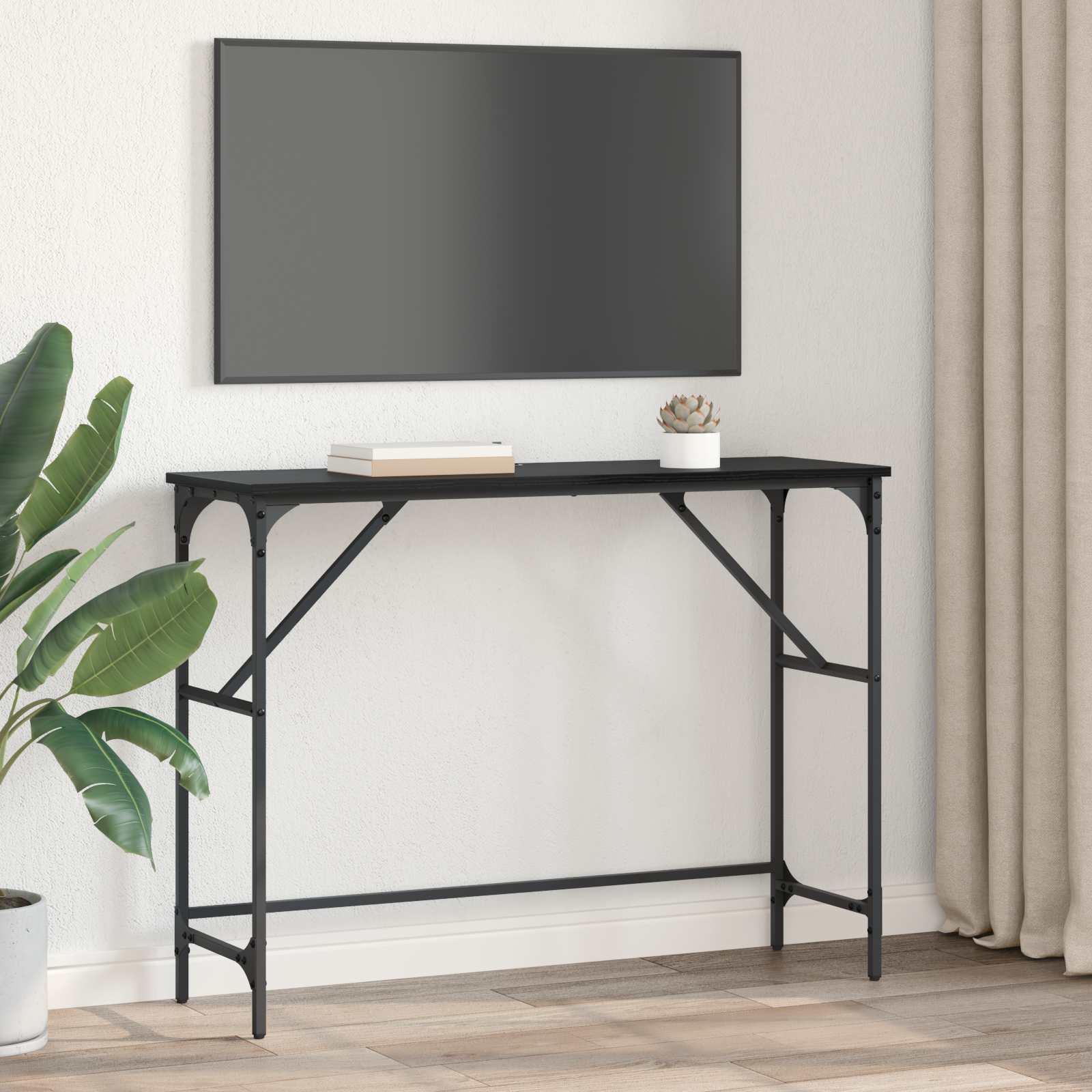 Konzolový Stolek Černý Dub 100 X 32 X 75 Cm Kompozitní Dřevo