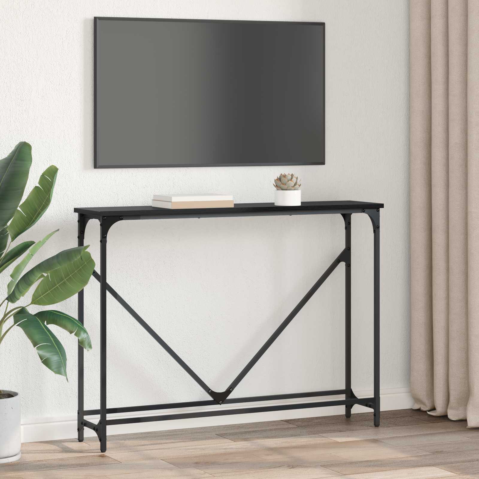 Konzolový Stolek Černý Dub 102 X 23 X 75 Cm Kompozitní Dřevo