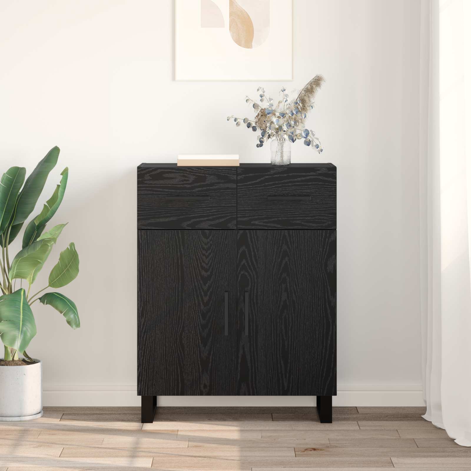 Servírovací Skříň Černý Dub 69,5 X 34 X 90 Cm Kompozitní Dřevo