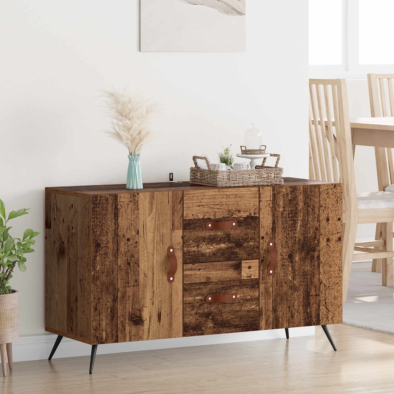 Servírovací Skříň Staré Dřevo 100 X 36 X 60 Cm Kompozitní Dřevo