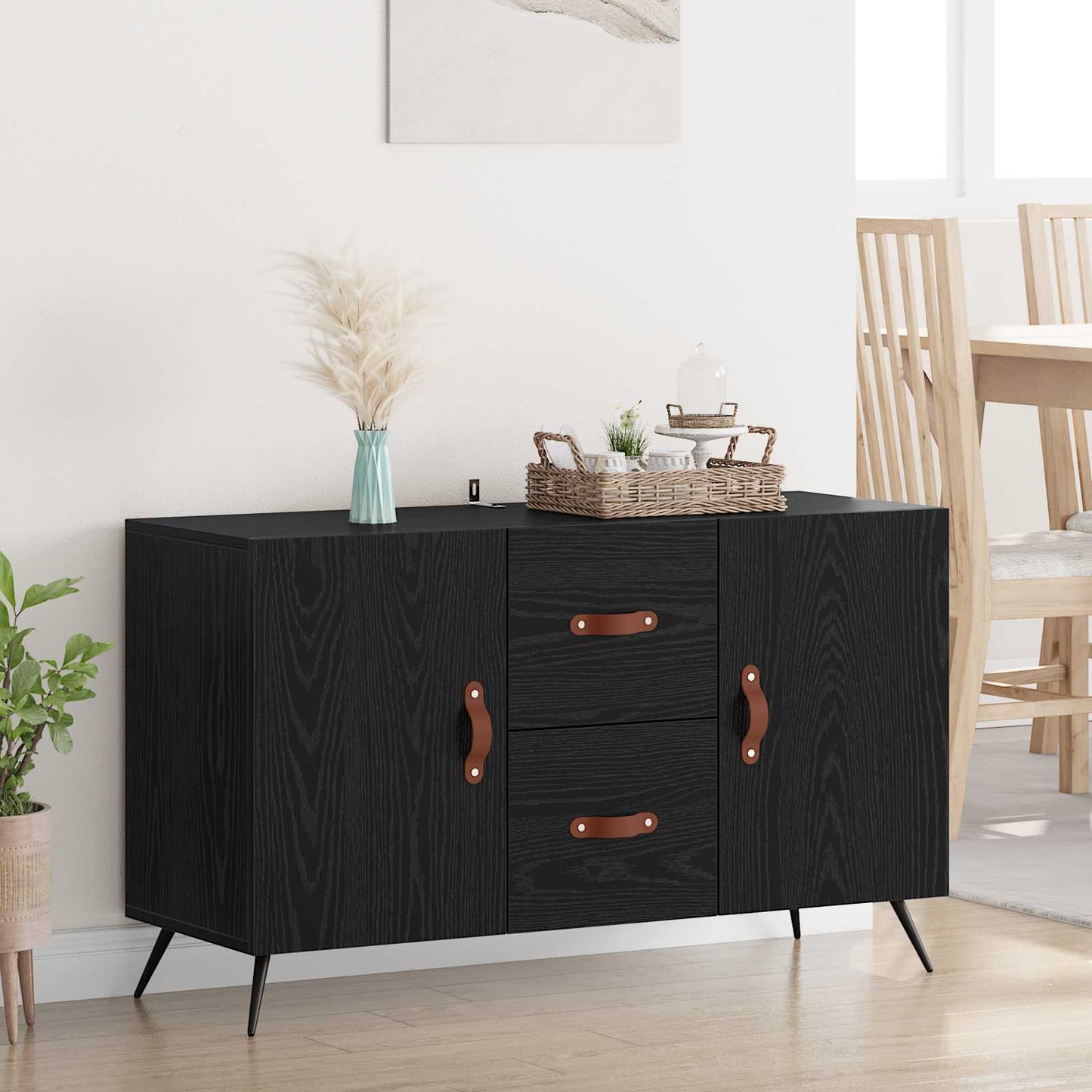 Servírovací Skříň Černý Dub 100 X 36 X 60 Cm Kompozitní Dřevo