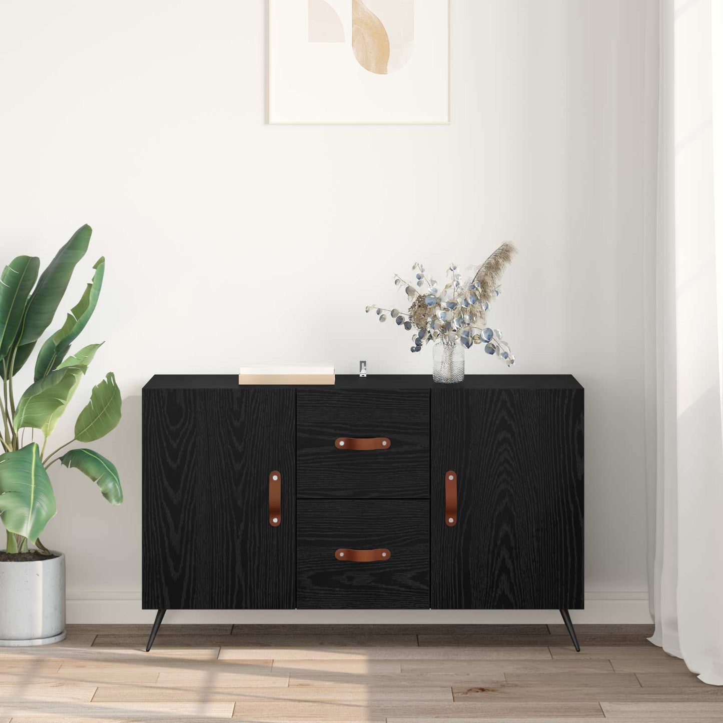 Servírovací Skříň Černý Dub 100 X 36 X 60 Cm Kompozitní Dřevo