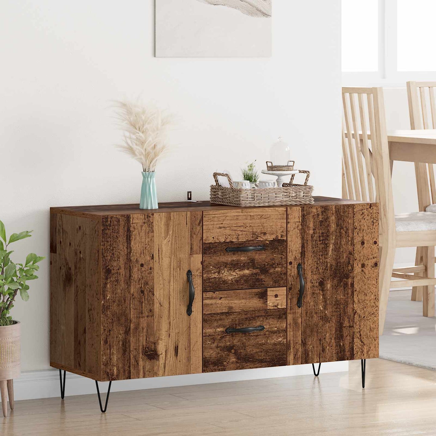 Servírovací Skříň Staré Dřevo 100 X 36 X 60 Cm Kompozitní Dřevo