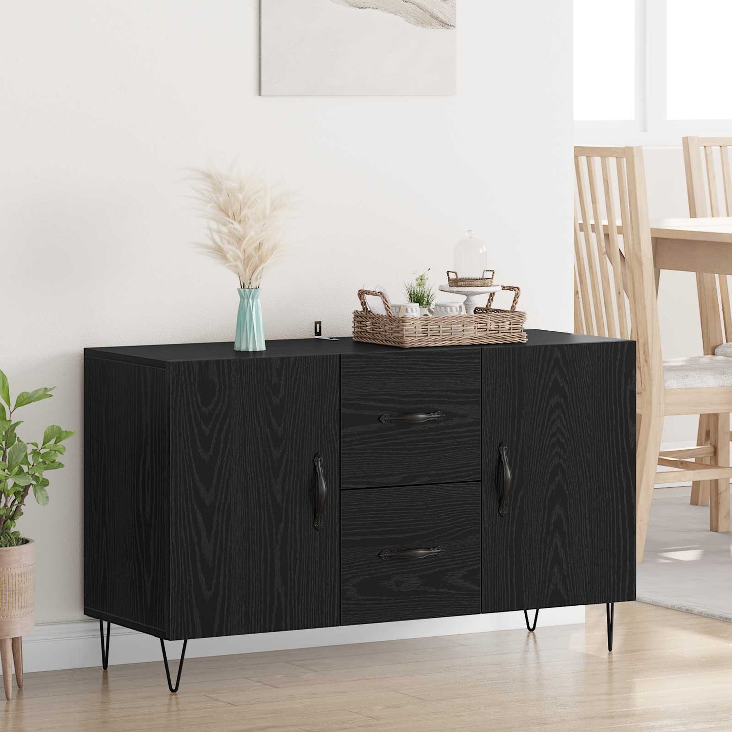 Servírovací Skříň Černý Dub 100 X 36 X 60 Cm Kompozitní Dřevo