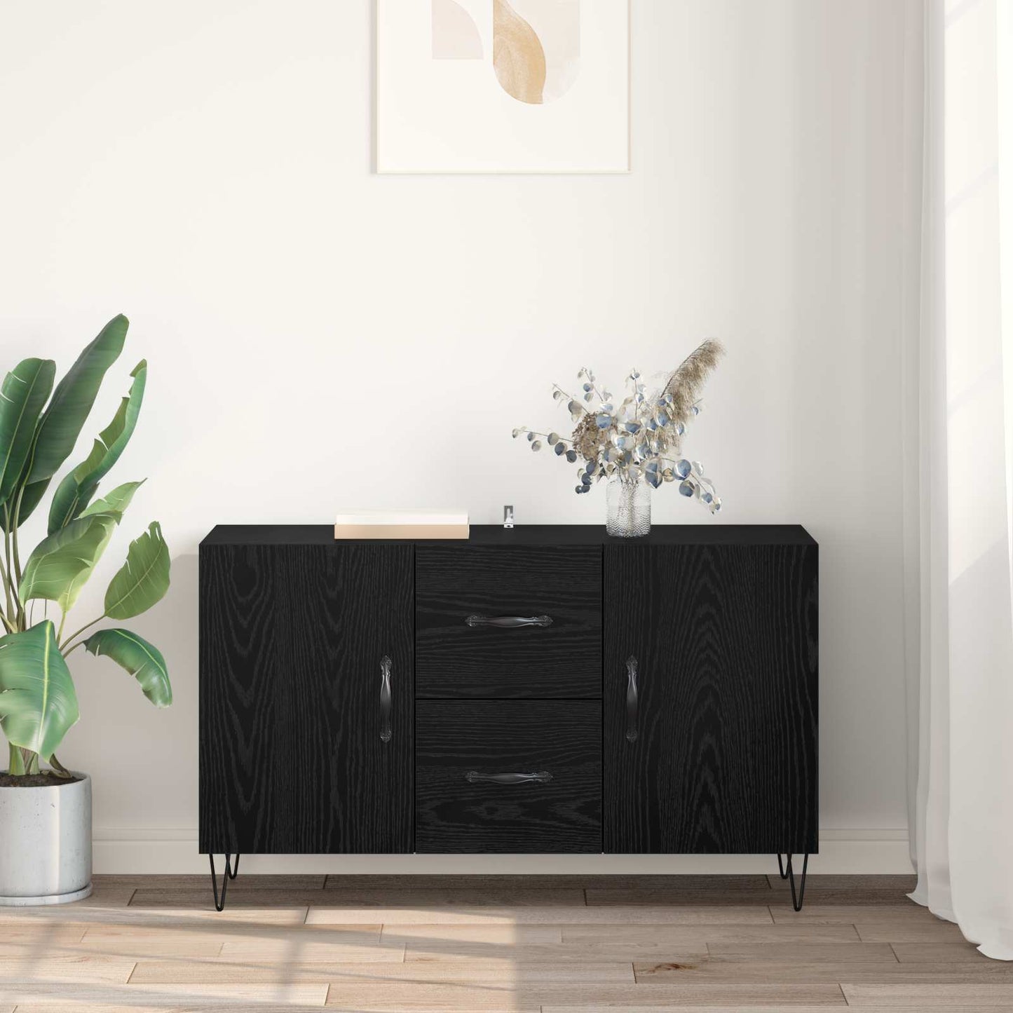 Servírovací Skříň Černý Dub 100 X 36 X 60 Cm Kompozitní Dřevo