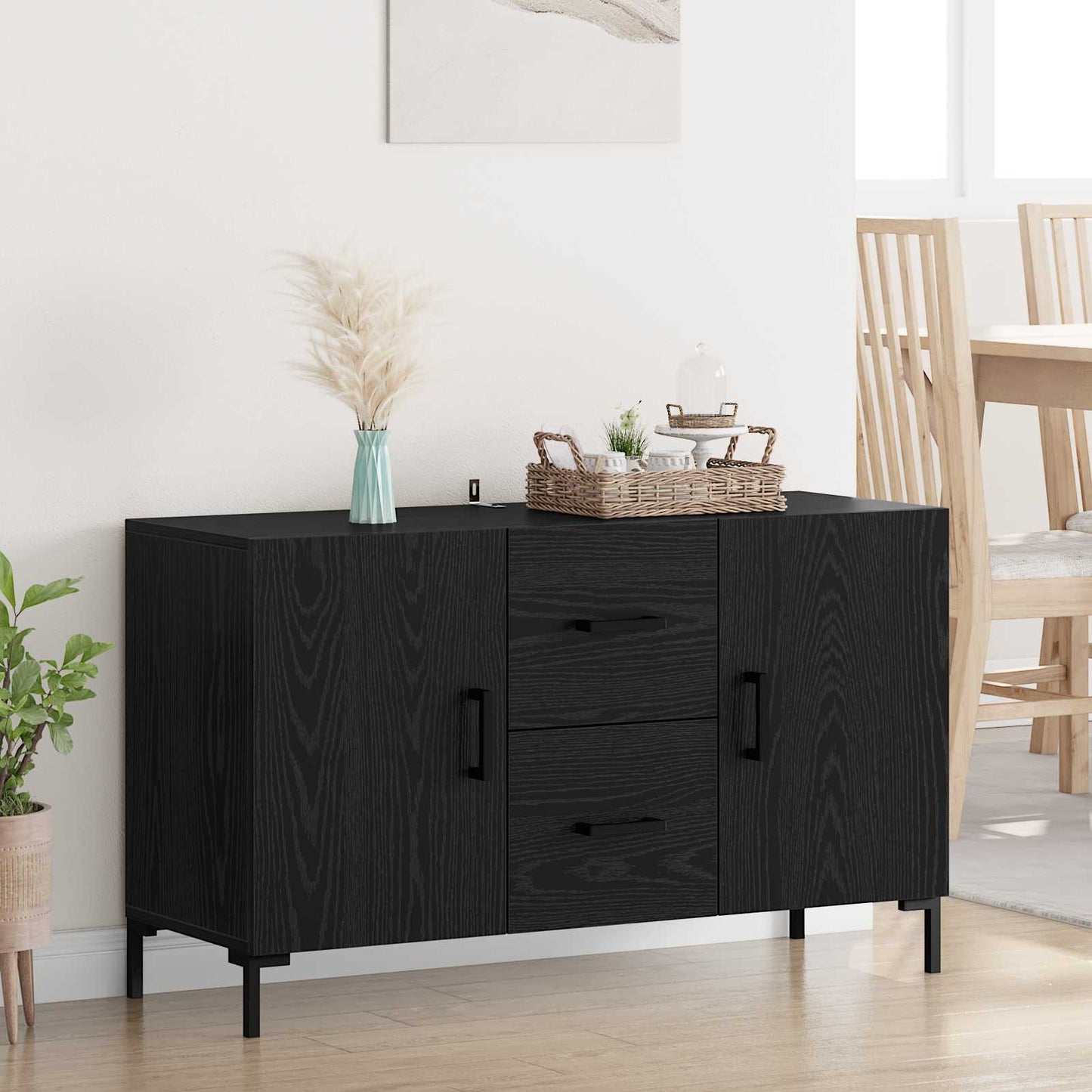 Servírovací Skříň Černý Dub 100 X 36 X 60 Cm Kompozitní Dřevo