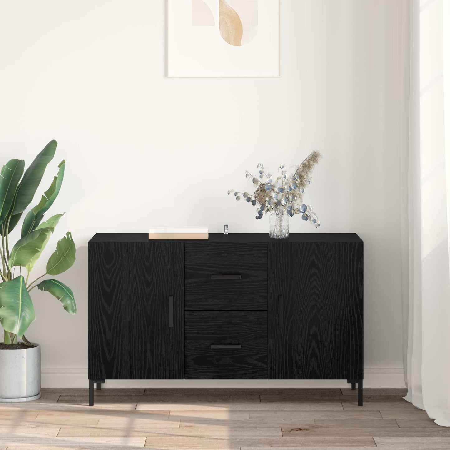Servírovací Skříň Černý Dub 100 X 36 X 60 Cm Kompozitní Dřevo