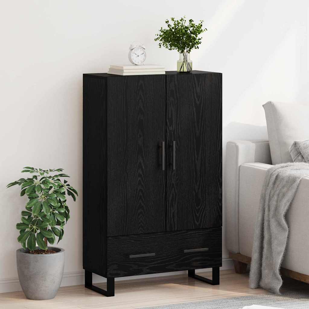 Vysoký Bufet Černý Dub 69,5 X 30 X 115 Cm Kompozitní Dřevo
