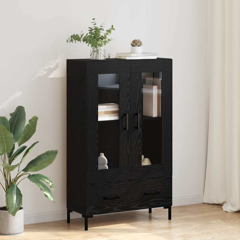 Vysoký Bufet Černý Dub 69,5 X 31 X 115 Cm Kompozitní Dřevo