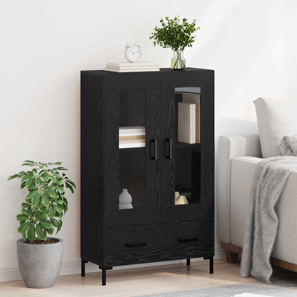 Vysoký Bufet Černý Dub 69,5 X 31 X 115 Cm Kompozitní Dřevo