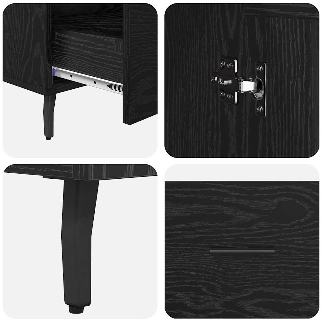 Vysoký Bufet Černý Dub 69,5 X 31 X 115 Cm Kompozitní Dřevo