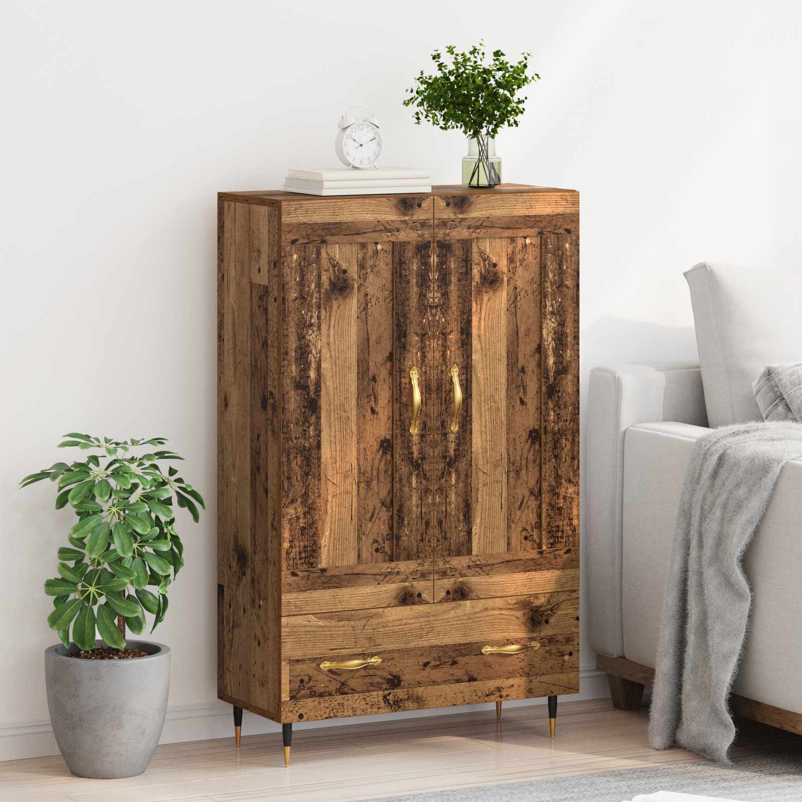 Vysoký Bufet Staré Dřevo 69,5 X 31 X 115 Cm Kompozitní Dřevo