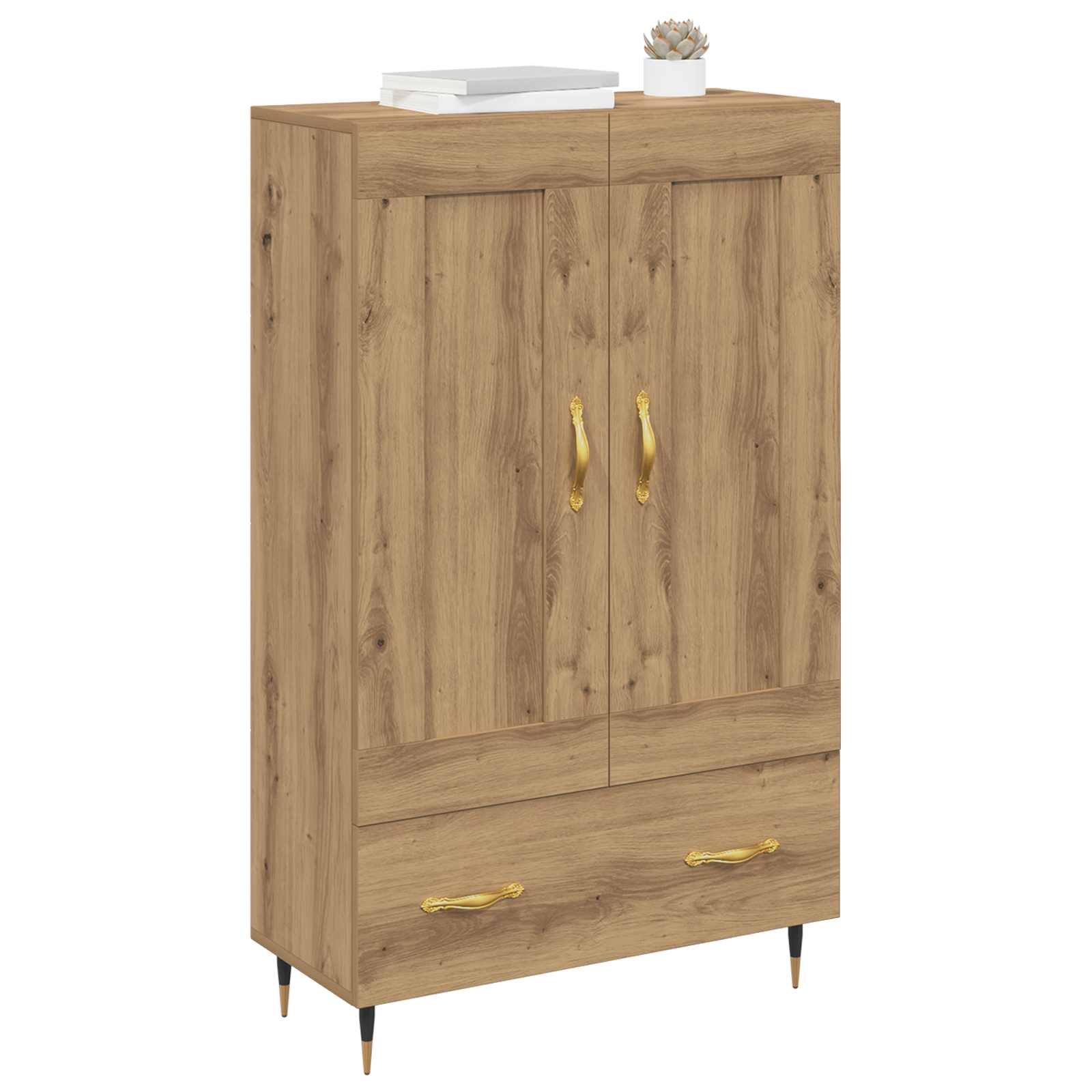 Vysoký Bufet Artisanový Dub 69,5 X 31 X 115 Cm Kompozitní Dřevo