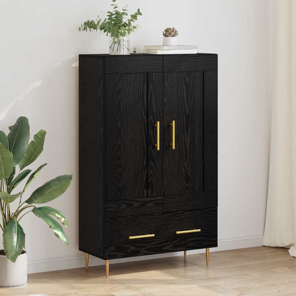 Vysoký Bufet Černý Dub 69,5 X 31 X 115 Cm Kompozitní Dřevo